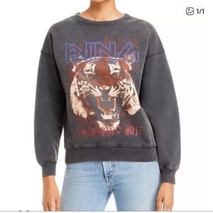 Anine Bing Charcoal Tiger Graphic Sweatshirt